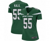 Women's New York Jets #55 Ryan Kalil Game Green Team Color Football Jersey