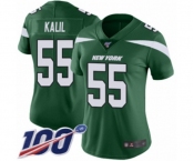 Women's New York Jets #55 Ryan Kalil Green Team Color Vapor Untouchable Limited Player 100th Season Football Jersey