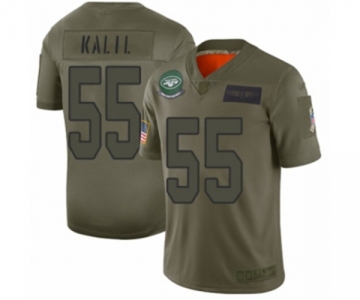 Women's New York Jets #55 Ryan Kalil Limited Camo 2019 Salute to Service Football Jersey