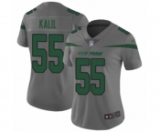 Women's New York Jets #55 Ryan Kalil Limited Gray Inverted Legend Football Jersey