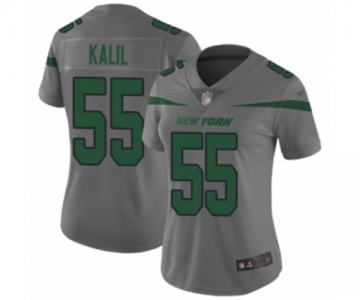 Women's New York Jets #55 Ryan Kalil Limited Gray Inverted Legend Football Jersey