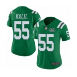 Women's New York Jets #55 Ryan Kalil Limited Green Rush Vapor Untouchable Football Jersey