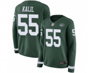 Women's New York Jets #55 Ryan Kalil Limited Green Therma Long Sleeve Football Jersey