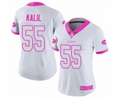 Women's New York Jets #55 Ryan Kalil Limited White Pink Rush Fashion Football Jersey