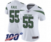 Women's New York Jets #55 Ryan Kalil White Vapor Untouchable Limited Player 100th Season Football Jersey