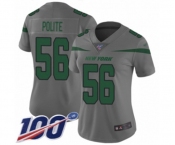 Women's New York Jets #56 Jachai Polite Limited Gray Inverted Legend 100th Season Football Jersey