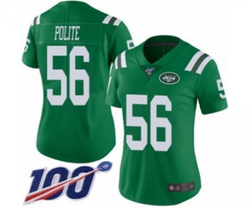 Women's New York Jets #56 Jachai Polite Limited Green Rush Vapor Untouchable 100th Season Football Jersey