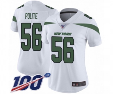 Women's New York Jets #56 Jachai Polite White Vapor Untouchable Limited Player 100th Season Football Jersey