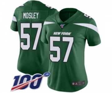 Women's New York Jets #57 C.J. Mosley Green Team Color Vapor Untouchable Limited Player 100th Season Football Jersey