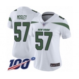 Women's New York Jets #57 C.J. Mosley White Vapor Untouchable Limited Player 100th Season Football Jersey