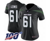 Women's New York Jets #61 Alex Lewis Black Alternate Vapor Untouchable Limited Player 100th Season Football Jersey