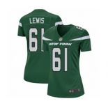 Women's New York Jets #61 Alex Lewis Game Green Team Color Football Jersey