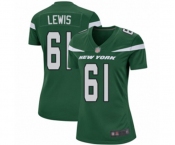 Women's New York Jets #61 Alex Lewis Game Green Team Color Football Jersey