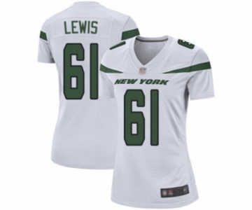 Women's New York Jets #61 Alex Lewis Game White Football Jersey