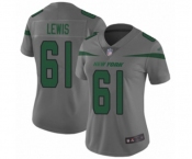 Women's New York Jets #61 Alex Lewis Limited Gray Inverted Legend Football Jersey