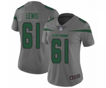 Women's New York Jets #61 Alex Lewis Limited Gray Inverted Legend Football Jersey