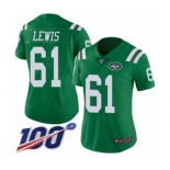 Women's New York Jets #61 Alex Lewis Limited Green Rush Vapor Untouchable 100th Season Football Jersey