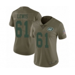 Women's New York Jets #61 Alex Lewis Limited Olive 2017 Salute to Service Football Jer