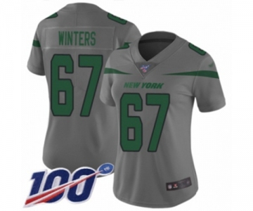 Women's New York Jets #67 Brian Winters Limited Gray Inverted Legend 100th Season Football Jersey