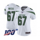 Women's New York Jets #67 Brian Winters White Vapor Untouchable Limited Player 100th Season Football Jersey