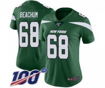 Women's New York Jets #68 Kelvin Beachum Green Team Color Vapor Untouchable Limited Player 100th Season Football Jersey