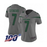 Women's New York Jets #7 Chandler Catanzaro Limited Gray Inverted Legend 100th Season Football Jersey