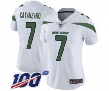 Women's New York Jets #7 Chandler Catanzaro White Vapor Untouchable Limited Player 100th Season Football Jersey