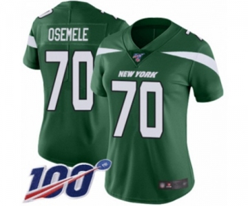 Women's New York Jets #70 Kelechi Osemele Green Team Color Vapor Untouchable Limited Player 100th Season Football Jersey