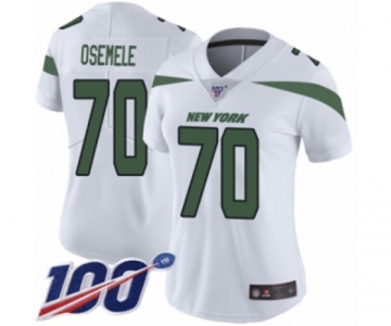 Women's New York Jets #70 Kelechi Osemele White Vapor Untouchable Limited Player 100th Season Football Jersey