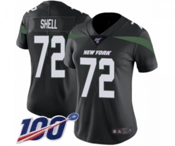 Women's New York Jets #72 Brandon Shell Black Alternate Vapor Untouchable Limited Player 100th Season Football Jersey