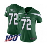 Women's New York Jets #72 Brandon Shell Green Team Color Vapor Untouchable Limited Player 100th Season Football Jersey