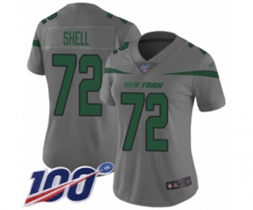 Women's New York Jets #72 Brandon Shell Limited Gray Inverted Legend 100th Season Football Jersey