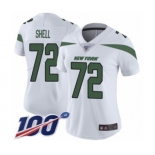 Women's New York Jets #72 Brandon Shell White Vapor Untouchable Limited Player 100th Season Football Jersey