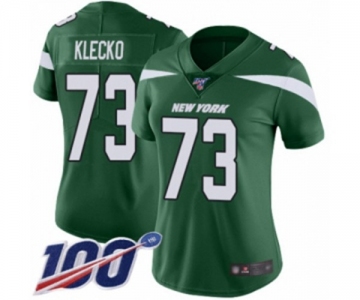 Women's New York Jets #73 Joe Klecko Green Team Color Vapor Untouchable Limited Player 100th Season Football Jersey