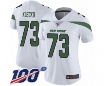 Women's New York Jets #73 Joe Klecko White Vapor Untouchable Limited Player 100th Season Football Jersey