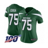 Women's New York Jets #75 Chuma Edoga Green Team Color Vapor Untouchable Limited Player 100th Season Football Jersey