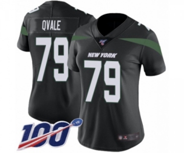 Women's New York Jets #79 Brent Qvale Black Alternate Vapor Untouchable Limited Player 100th Season Football Jersey