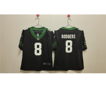 Women's New York Jets #8 Aaron Rodgers Black Vapor Football Stitched Jersey