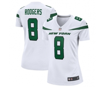 Women's New York Jets #8 Aaron Rodgers White Stitched Game Football Jersey