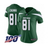 Women's New York Jets #81 Quincy Enunwa Green Team Color Vapor Untouchable Limited Player 100th Season Football Jersey