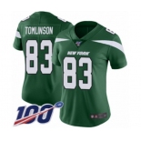 Women's New York Jets #83 Eric Tomlinson Green Team Color Vapor Untouchable Limited Player 100th Season Football Jersey