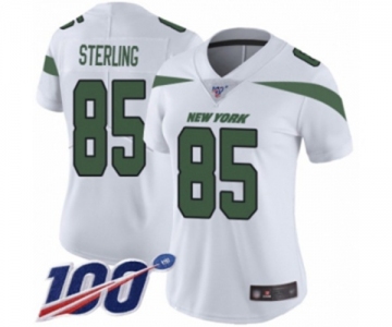 Women's New York Jets #85 Neal Sterling White Vapor Untouchable Limited Player 100th Season Football Jersey