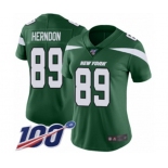 Women's New York Jets #89 Chris Herndon Green Team Color Vapor Untouchable Limited Player 100th Season Football Jersey