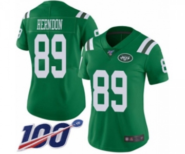 Women's New York Jets #89 Chris Herndon Limited Green Rush Vapor Untouchable 100th Season Football Jersey