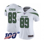 Women's New York Jets #89 Chris Herndon White Vapor Untouchable Limited Player 100th Season Football Jersey