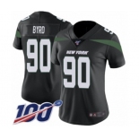 Women's New York Jets #90 Dennis Byrd Black Alternate Vapor Untouchable Limited Player 100th Season Football Jersey