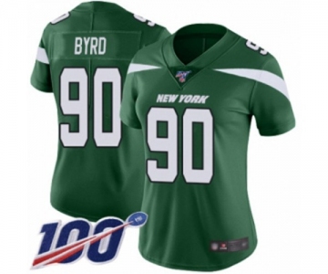 Women's New York Jets #90 Dennis Byrd Green Team Color Vapor Untouchable Limited Player 100th Season Football Jersey