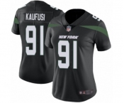 Women's New York Jets #91 Bronson Kaufusi Black Alternate Vapor Untouchable Limited Player Football Jersey