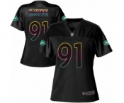 Women's New York Jets #91 Bronson Kaufusi Game Black Fashion Football Jersey