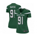 Women's New York Jets #91 Bronson Kaufusi Game Green Team Color Football Jersey